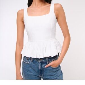 Abercrombie and Fitch Poplin Bubble Hem Tank White Sleeveless new with tags smal